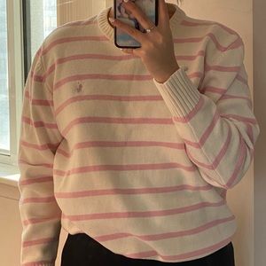 polo cream striped knit sweater